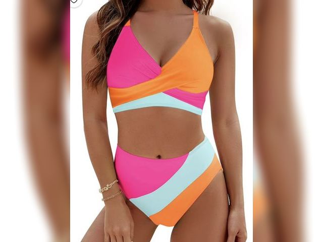 Lot 96-232773 - Rosvigor Womens Swimsuits Two Piece Bikini Sets Bathing Suits for Women Summer Color Block Swimwear ...
