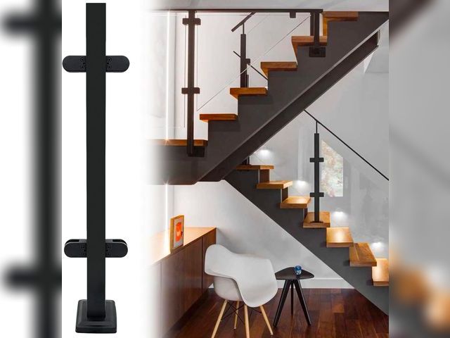 Lot 96-195668 - Glass Railing Middle Post 33.46",304 Stainless Steel Glass Balustrade Post System with Clamp for Ind...