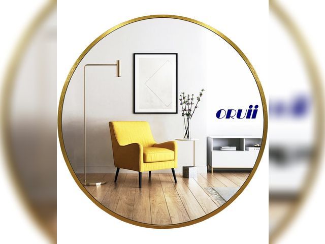 Lot 96-211724 - Oruii Gold Round Mirror, Gold Round Mirror 24 inch, Circle Wall Mirrors Metal Frame, Golden Circular...