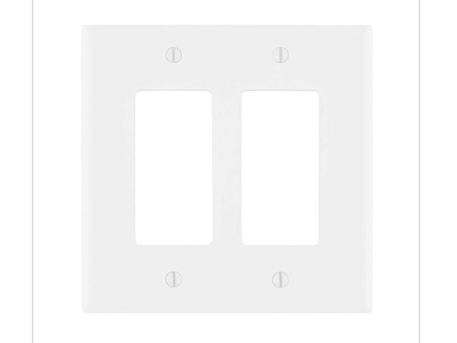 Lot 96-167257 - Leviton 2-Gang White Decorator/ Rocker Midway Nylon Wall Plate (5-Pack) New