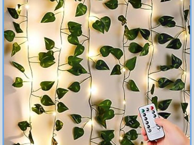 Lot 96-191021 - 33ft 100 LED Pothos String Lights with Remote, Vine with Fairy Lights Battery Operated，Leaf for Bedr...
