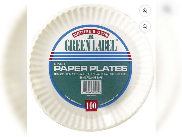 Lot 96-176877 - Nature's Own Green Label Paper Plates, 9", White, 100 Ct New