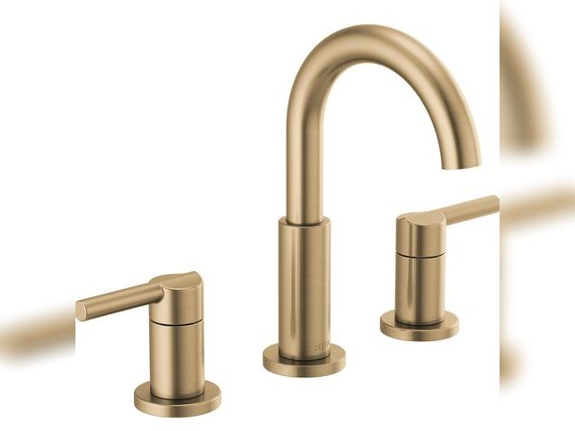 Lot 96-179421 - Delta Nicoli Brushed Gold Faucet 3 Hole, 8 Inch Widespread Bathroom Sink Faucet for Vanity, Push-Pop...