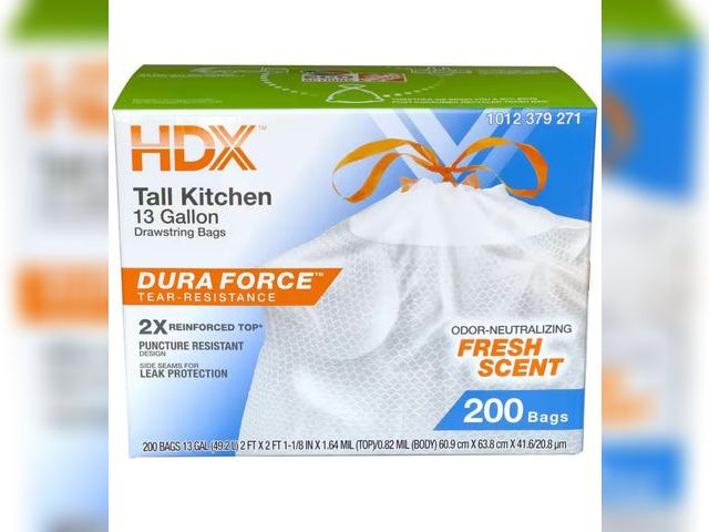 Lot 96-190760 - HDX
13 Gallon Reinforced Top Drawstring Fresh Scented Tall Kitchen Trash Bags with 20% PCR (200-Coun...