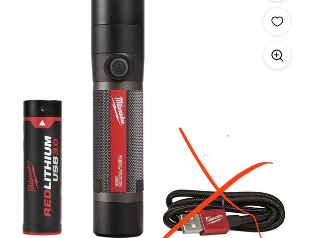 Lot 96-199155 - Milwaukee LED 800 Lumens HP Fixed Focus Flashlight Unused, missing USB cord