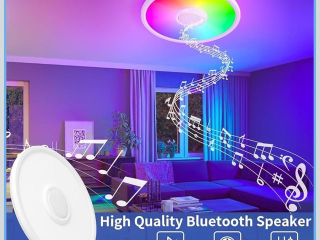 Lot 96-211790 - RGB LED Ceiling Light, with Bluetooth Speaker, 24W 11Inch Smart Music Ceiling Lamp with App
Used unt...
