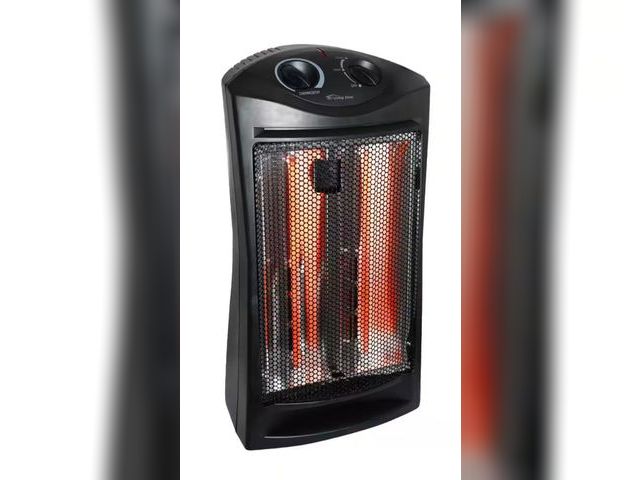 Lot 96-192594 - living zone 1500-Watt Black Electric Tower Quartz Infrared Space Heater with Thermostat Lightly used...