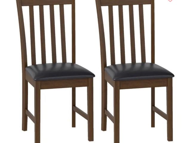 Lot 96-192285 - Wooden Dining Chair Set of 2 with Rubber Wood Frame and Padded Seat-Brown New