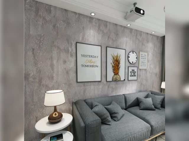 Lot 96-187635 - 24"x236" Wide Faux Concrete Wallpaper Peel and Stick Countertops Waterproof Matte Cement Contact Pap...