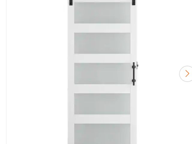 Lot 96-145150 - SOCBAZZAR 48 in. x 84 in. 5-Panel Frosted Glass White Prefinished MDF Interior Sliding Barn Door wit...
