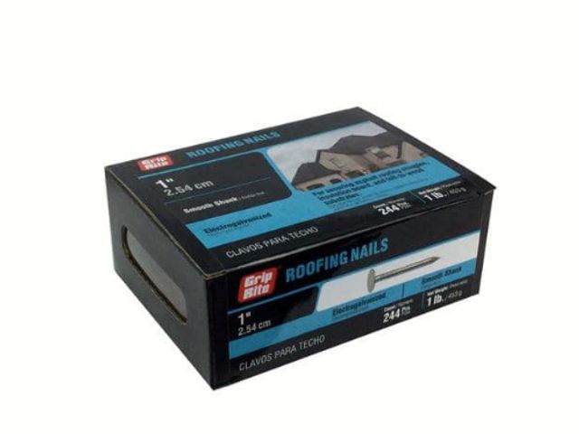 Lot 96-163847 - Grip-Rite 1 in. x 11-Gauge Electrogalvanized
Smooth Shank Roofing Nails 1 lb. BOX
New