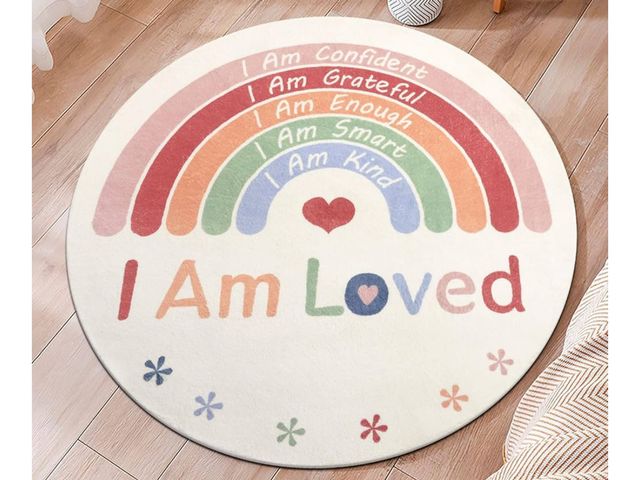 Lot 96-171110 - Topotdor Boho Rainbow Round Rug,Washable Kids Rug Ultra Soft Colorful Nursery Rug for Calming Corner...