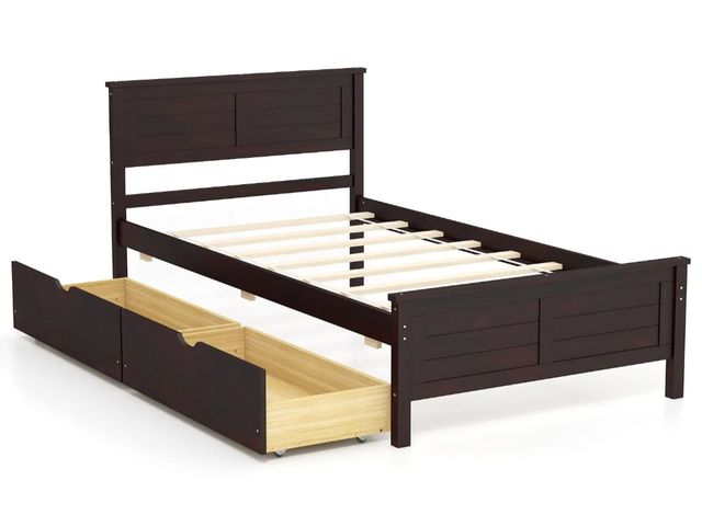 Lot 96-192181 - Twin Size Bed Frame with Storage Drawers New MSRP $299