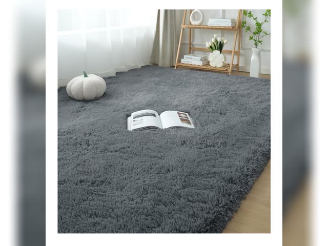 Lot 96-190052 - Shag Rugs for Bedroom - Living Room Area Rug Grey Plush Fuzzy Soft Carpet - Teenage Room Dorm Decor ...