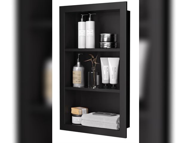 Lot 96-176278 - 14" x 24" Stainless Steel Shower Niche, 3-Tier Waterproof Shelves, No-Tile Needed Bathroom Organizer...