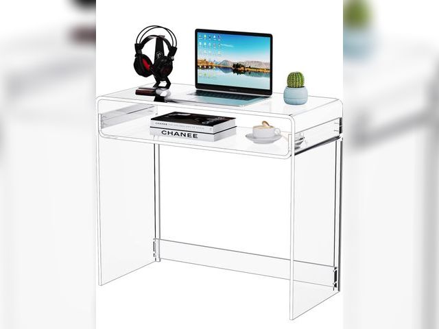 Lot 96-183379 - Acrylic Desk Laptop Study Table Home Office Console Table Entrance Tables, 33.5'' x 15.7'' x 29.5'' ...