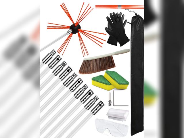 Lot 96-187410 - Sealegend 33 Feet Chimney Cleaning Kit Chimney Brush, Chimney Sweep Kit and Chimney Cleaning Logs Fi...