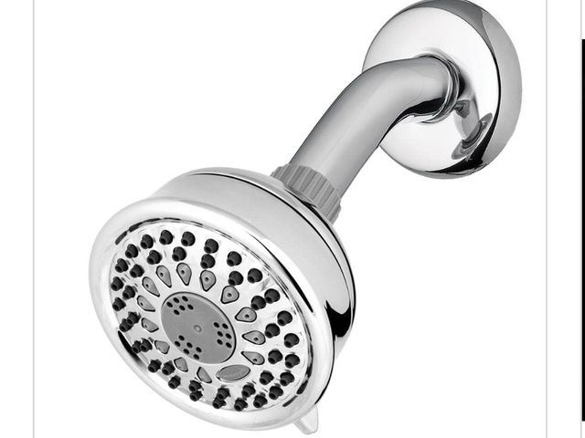 Lot 96-162914 - Waterpik 5-Spray 3.8 in. Single Wall Mount 1.8 GPM Fixed Shower Head in Chrome New