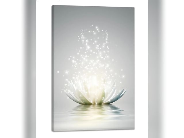 Lot 96-174546 - Lotus Floral Canvas Prints Art for Zen Office Decor Wall Art Meditation Pictures Modern Artwork Pain...