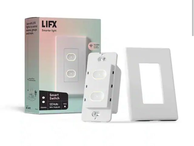 Lot 96-191672 - LIFX Smart Wi-Fi Connected White Touch Light Switch for Dimmable 210W LED and 650W Incandescent Bulb...