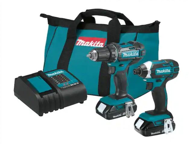 Lot 96-162181 - Makita
18V LXT Lithium-Ion Cordless Compact 2-Piece Combo Kit 1.5 Ah (Driver-Drill/Impact Driver)
Ne...