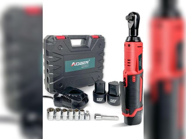 Lot 96-169892 - AOBEN Cordless Electric Ratchet Wrench Set, 3/8" 12V Power Ratchet Tool Kit With 2 Packs 2000mAh Lit...