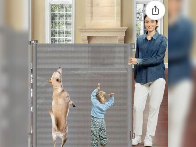 Lot 96-180673 - 48 Inch Tall Cat Gate - 100" Wide Retractable Dog Gate, No Jump/Gray New