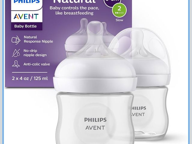 Lot 96-191533 - Philips Avent Natural Baby Bottles with Natural Response Nipples (Slow Flow, Flow 2), 4oz, 2-Pack
Ne...