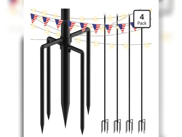 Lot 96-194886 - 4 Pack 8FT String Light Poles for Outdoor Use, Rustproof Waterproof Metal Poles with Electrophoresis...