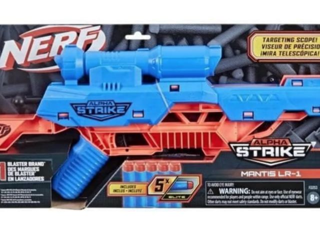 Lot 96-200995 - Nerf Alpha Strike Mantis LR-1 Dart Blaster with Targeting Scope and 5 Official Nerf Elite Foam Darts...