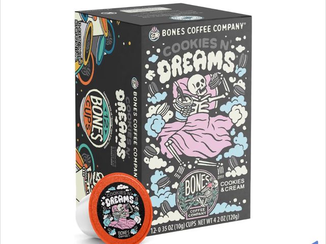 Lot 96-200900 - Bones Coffee Company Cookies 'N Dreams, Cookie and Cream Flavored Coffee Pods, Low Acid Medium Roast...