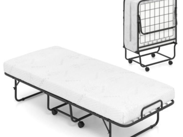 Lot 96-227066 - Costway Folding Bed with Mattress 74" x 31" Cot Size Rolling Guest Bed with Space Saving 
New 
Msrp ...