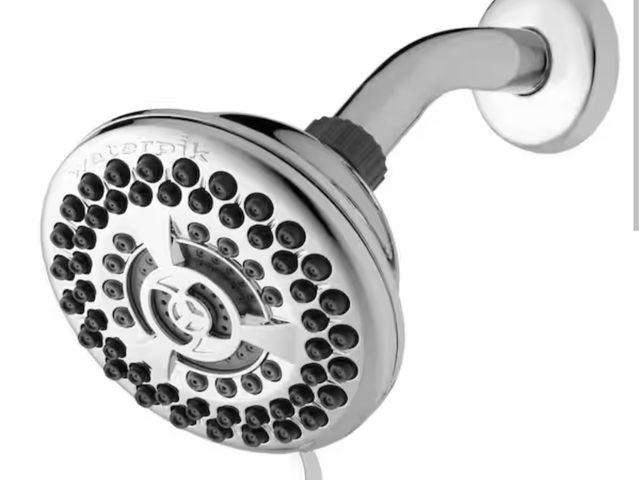 Lot 96-179364 - Waterpik 
9-Spray 4.5 in. Single Wall Mount 1.8 GPM Fixed Shower Head in Chrome new