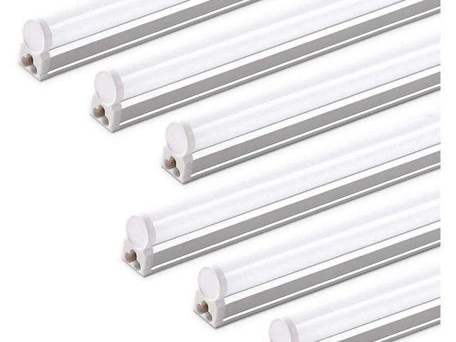 Lot 96-187744 - Barrina 6 Pack LED T5 Single Fixture, 4FT, 2200lm, 4000K Daylight Glow, 20W, Utility Shop Light, Cei...