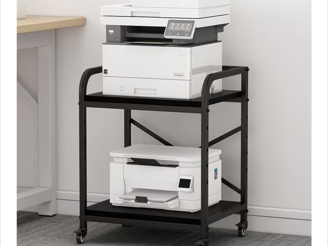 Lot 96-178429 - Printer Table with Storage Shelf, Rolling Printer Cart with Wheels for Home Office, Scanner Fax (Bla...
