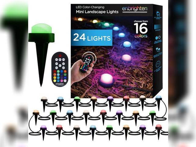 Lot 96-159778 - Enbrighten Premium LED Garden Lights, 24 Small Landscape Lights, 46ft Cord plus 22ft Lead Wire, Colo...