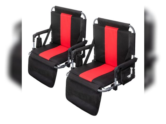 Lot 96-164208 - GREEN PARTY Stadium Seat for Bleachers Portable Outdoor Floor Folding Stadium Chair with Armrest, Ba...