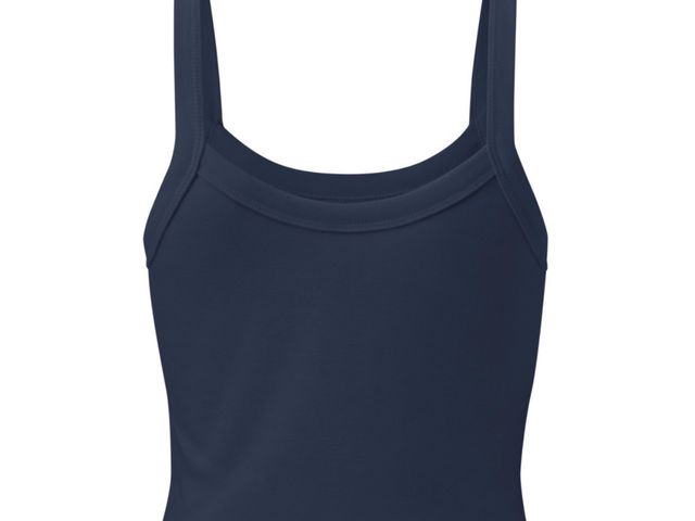 Lot 96-233105 - Navy Blue Ribbed Tank Top With Built In Bra  New Size Medium