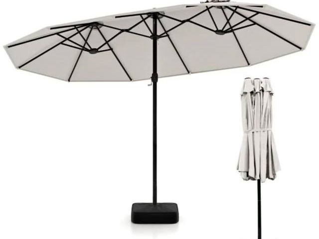 Lot 96-226262 - Costway Double Garden Umbrella XXL UPF 50+ with Beige Base NP12256BE New MSRP $199