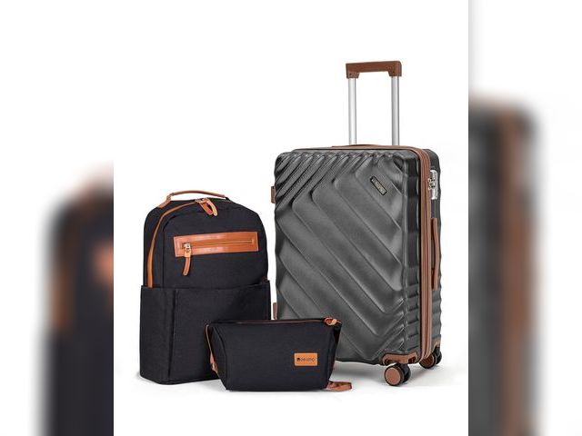Lot 96-176550 - 3 piece Luggage Set Expandable Suitcase 22x14x9 Airline Approved Carry on, ABS Hard Case Suitcases w...