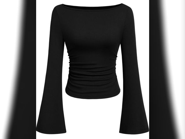 Lot 96-190872 - PRETTYGARDEN Womens Long Sleeve Shirts 2026 Spring Crop Going Out Tops Casual Boat Neck Bell Sleeve ...