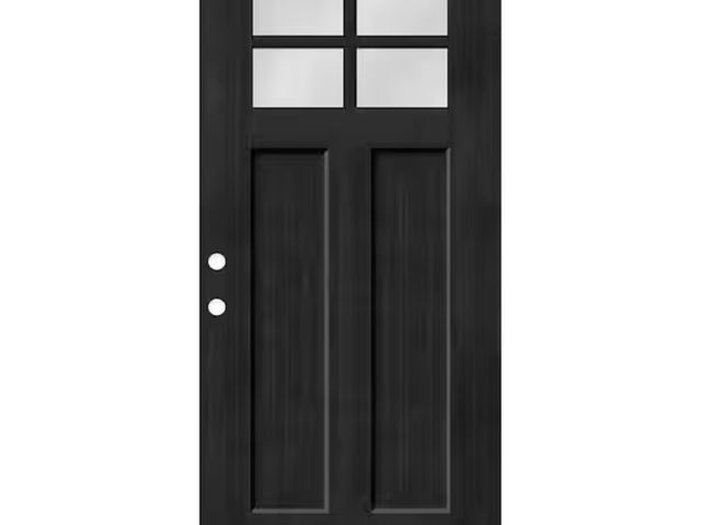 Lot 96-210884 - Steves &amp; Sons Regency 36 in. x 80 in. 4-Lite 1/4 Toplite Right-Handed Clear Glass Onyx Stained F...