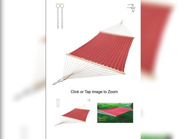 Lot 96-191393 - Castaway Living, Lg Quilted Hammock - Red, Color Red, Capacity 450 lb, Material Polyester New