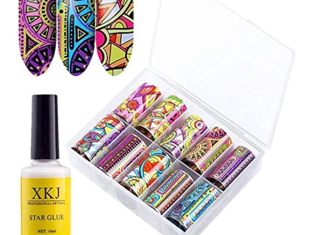Lot 96-171028 - XICHEN 10 Roll/Color Starry Sky Nail Foil Transfer Sticker Paper Colorful Gradient Starry Sky Nail A...