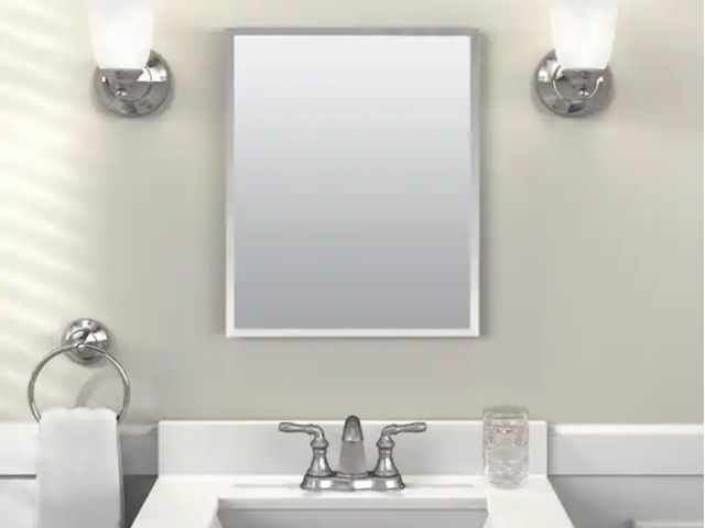 Lot 96-182025 - Glacier Bay
16 in. W x 20 in. H Rectangular Recessed or Surface Mount Frameless Beveled Mirror Medic...