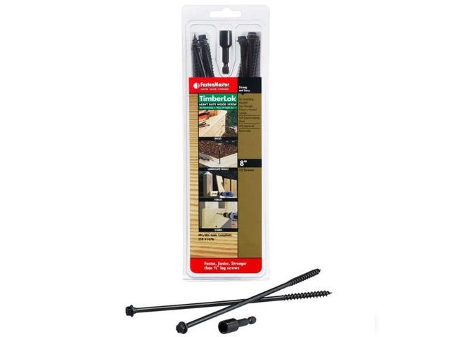 Lot 96-162369 - FastenMaster TimberLOK Structural Wood
Screws - 8 inch wood screws with hex head - Black

New, only ...