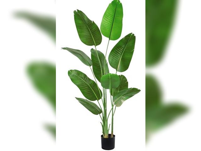 Lot 96-181464 - Birds of Paradise Plant Artificial, 6FT Fake Plants Faux Banana Leaf Tree with 10 Banana Leaves, Lif...