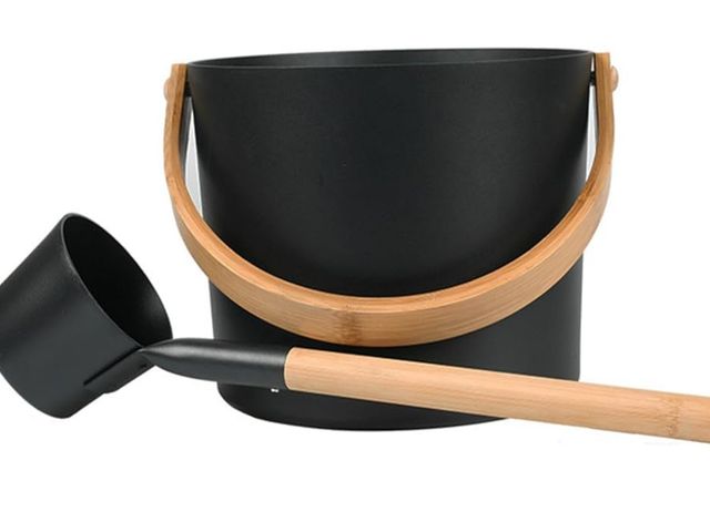 Lot 96-170860 - Sauna Bucket and Ladle Set, 1.85 Gallons (7L) Large Aluminum Sauna Bucket with Long Wooden Handle Sp...