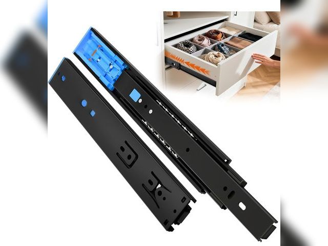 Lot 96-211230 - ToBeGreat Push to Open Soft Close Drawer Slides 10 Inch Side Mount Dresser Runner Black, 2/3 Full Ex...