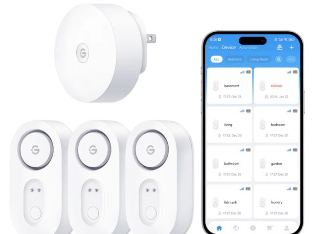 Lot 96-190892 - GoveeLife Upgraded Smart Water Leak Detector 1s with 1804ft Ultra-Long Range, WiFi Water Sensor with...